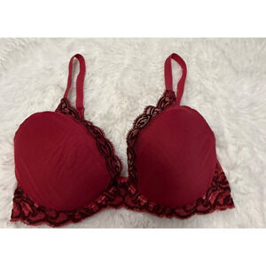 NATORI Sz 34D Feathers Lace Contour Underwire Plunge Bra, 3179